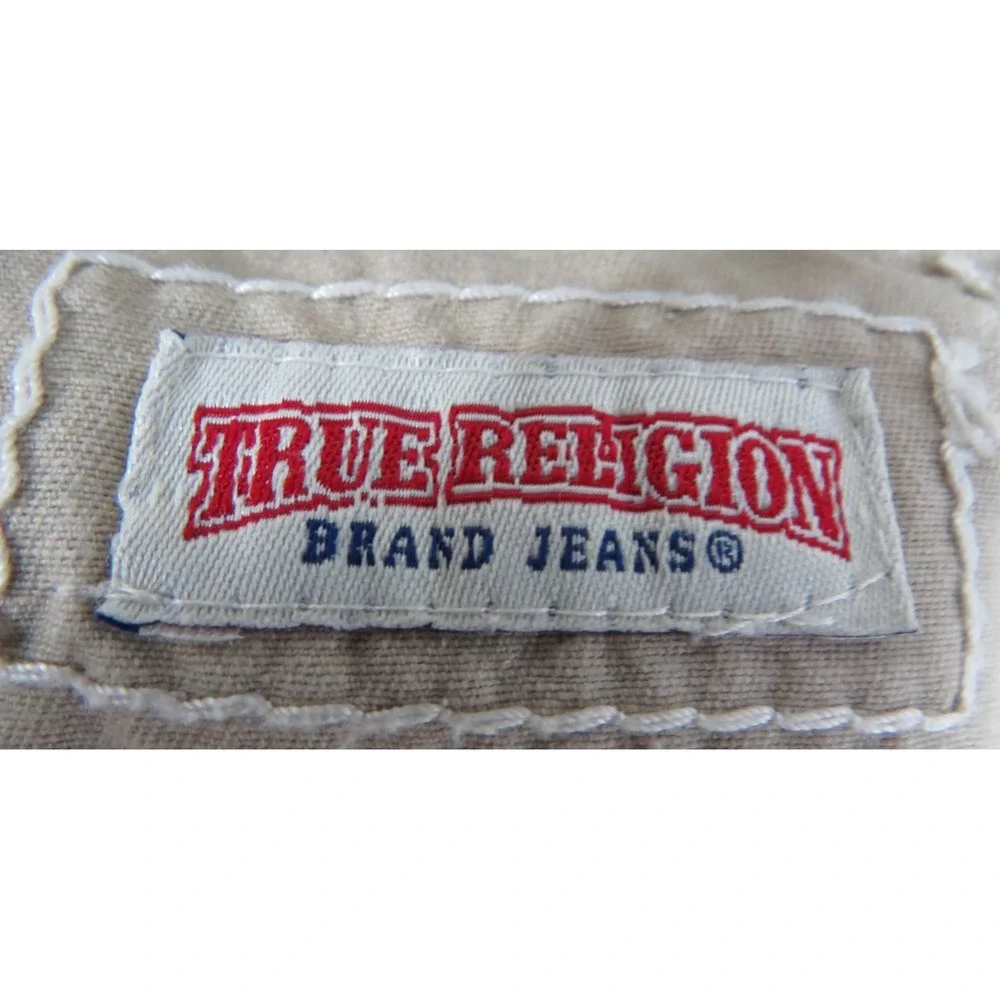 True Religion Big T Non Denim Cargo Pants Khaki 34x31 Men Workwear Utility Rope
